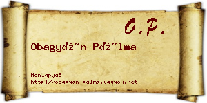 Obagyán Pálma névjegykártya